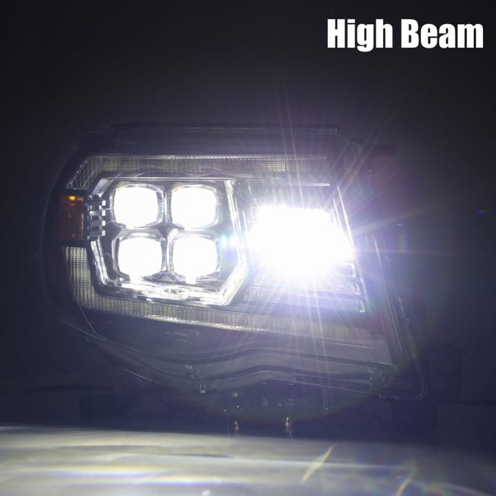 AlphaRex 05-11 Toyota Tacoma NOVA LED Projector Headlights Plank Style Black w/Activation Light/DRL - Bull Strap