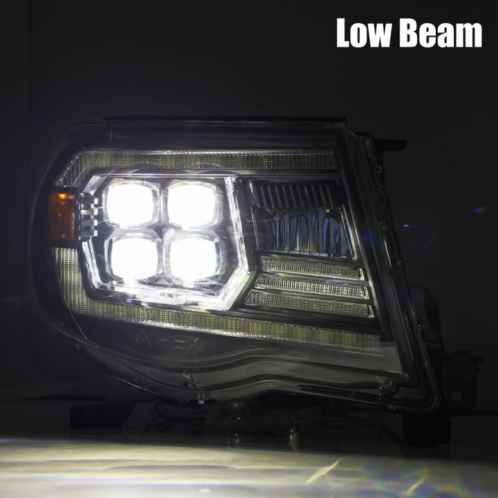 AlphaRex 05-11 Toyota Tacoma NOVA LED Projector Headlights Plank Style Black w/Activation Light/DRL - Bull Strap