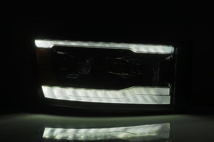AlphaRex 06-08 Dodge Ram 1500HD PRO-Series Projector Headlights Plank Style Chrome w/Seq Signal/DRL - Bull Strap