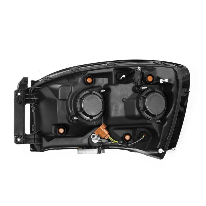 AlphaRex 06-08 Ram 1500HD NOVA LED Proj Headlights Plank Style Alpha Blk w/Seq Signal/DRL/Amber LED - Bull Strap