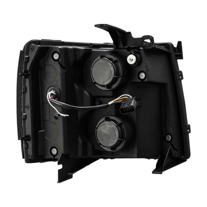 AlphaRex 07-13 Chevy 1500 LUXX LED Proj Headlights Plank Style Jet Blk w/ Activ Light/Seq Signal/DRL - Bull Strap