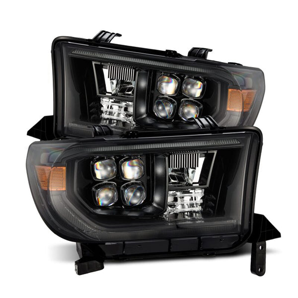 AlphaRex 07-13 Toyota Tundra NOVA LED Proj Headlights Alpha-Black w/Activ Light/Seq Signal/DRL - Bull Strap