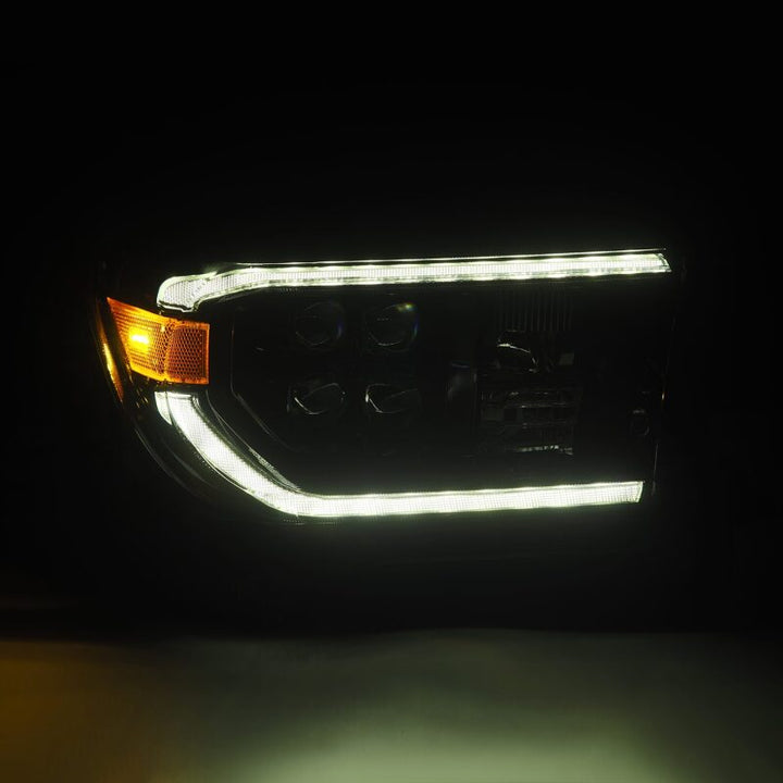 AlphaRex 07-13 Toyota Tundra NOVA LED Proj Headlights Alpha-Black w/Activ Light/Seq Signal/DRL - Bull Strap