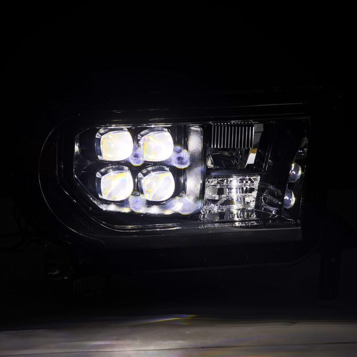 AlphaRex 07-13 Toyota Tundra NOVA LED Proj Headlights Alpha-Black w/Activ Light/Seq Signal/DRL - Bull Strap