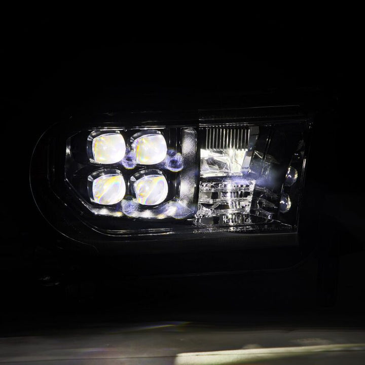 AlphaRex 07-13 Toyota Tundra NOVA LED Proj Headlights Alpha-Black w/Activ Light/Seq Signal/DRL - Bull Strap