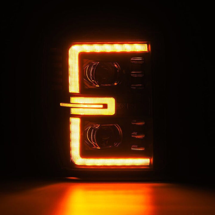 AlphaRex 08-10 Ford F250-550 LUXX-Series LED Projector Headlights Black w/Activ Light/Seq Signal - Bull Strap