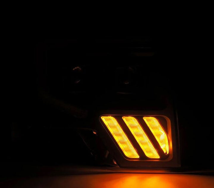 AlphaRex 09-14 Ford F-150 PRO-Series Projector Headlights Plank Style Black w/Activ Light/Seq Signal - Bull Strap