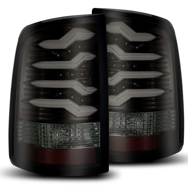 AlphaRex 09-18 Dodge Ram 1500 PRO-Series LED Tail Lights Jet Black - Bull Strap
