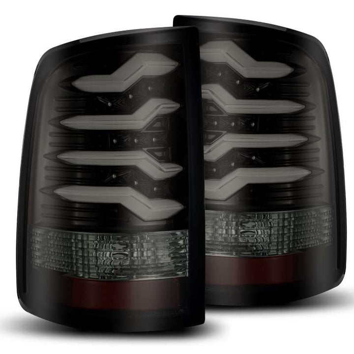 AlphaRex 09-18 Dodge Ram 1500 PRO-Series LED Tail Lights Jet Black - Bull Strap