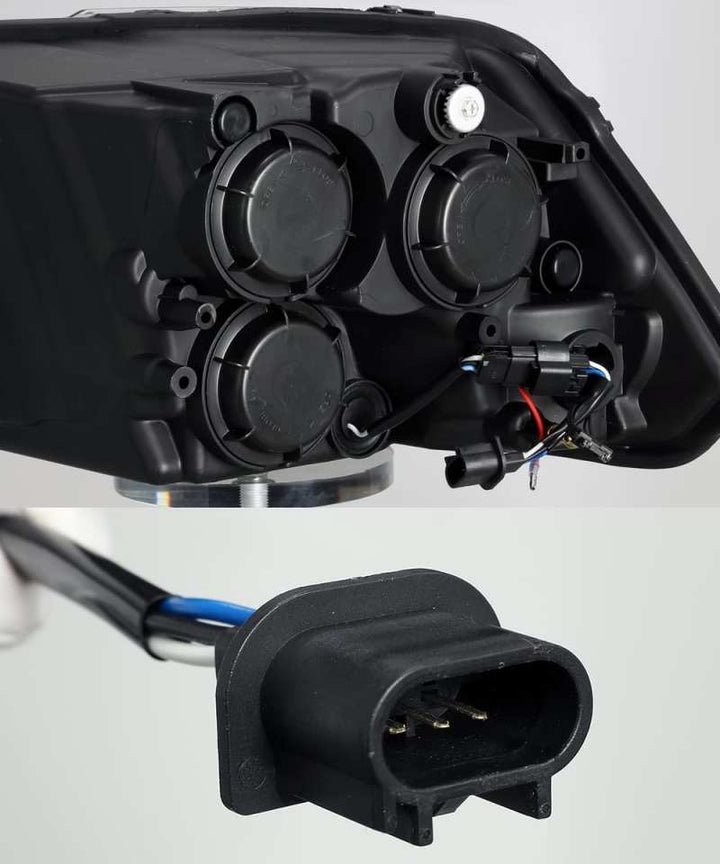 AlphaRex 09-18 Dodge Ram 1500 PRO-Series Projector Headlights Plank Style Alpha Blk w/Seq Signal/DRL - Bull Strap