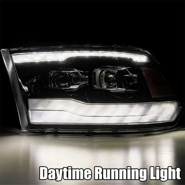 AlphaRex 09-18 Dodge Ram 1500HD PRO-Series Projector Headlights Plank Style Chrome w/Seq Signal/DRL - Bull Strap