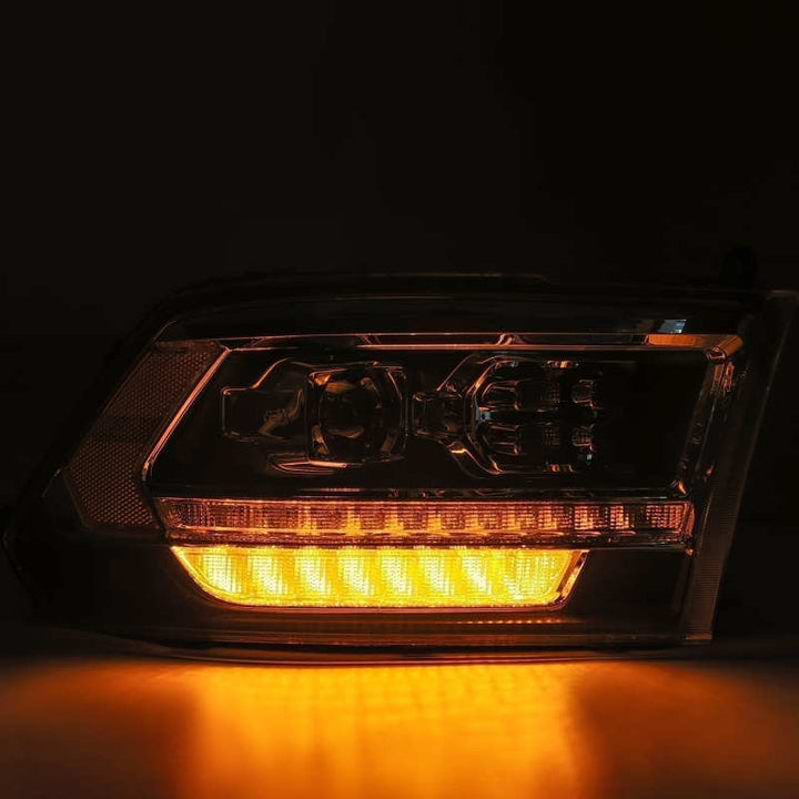 AlphaRex 09-18 Dodge Ram 2500 LUXX LED Proj Headlights Plank Style Black w/Activ Light/DRL - Bull Strap