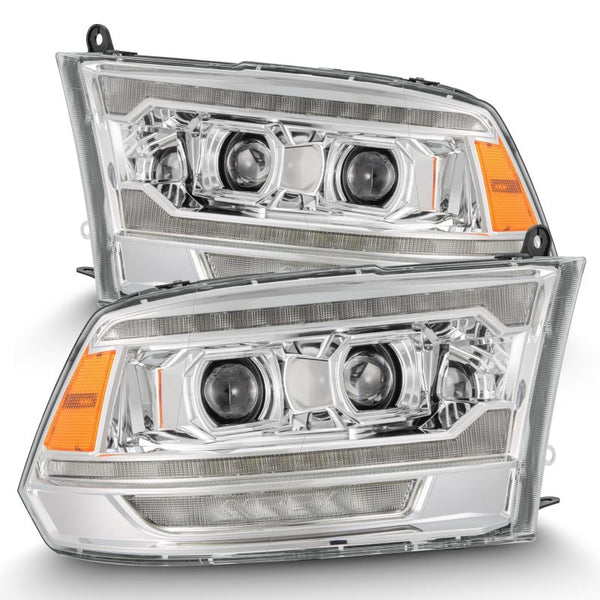 AlphaRex 09-18 Dodge Ram 2500 LUXX LED Proj Headlights Plank Style Chrm w/Activ Light/Seq Signal/DRL - Bull Strap