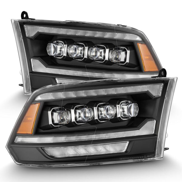 AlphaRex 09-18 Dodge Ram 2500 NOVA LED Proj Headlights Plank Style Design Black w/ Activation Light - Bull Strap