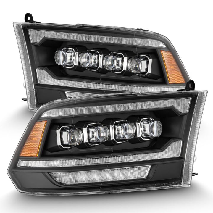 AlphaRex 09-18 Dodge Ram 2500 NOVA LED Proj Headlights Plank Style Design Black w/ Activation Light - Bull Strap