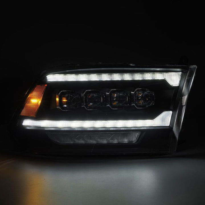 AlphaRex 09-18 Dodge Ram 2500 NOVA LED Proj Headlights Plank Style Design Black w/ Activation Light - Bull Strap