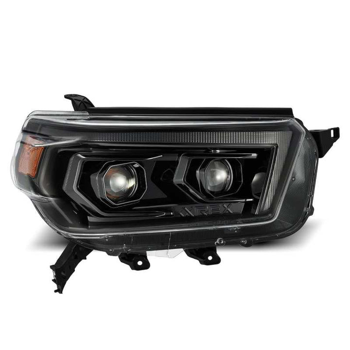 AlphaRex 10-13 Toyota 4Runner LUXX LED Proj Headlights Plank Style Alpha Black w/Seq Signal/DRL - Bull Strap