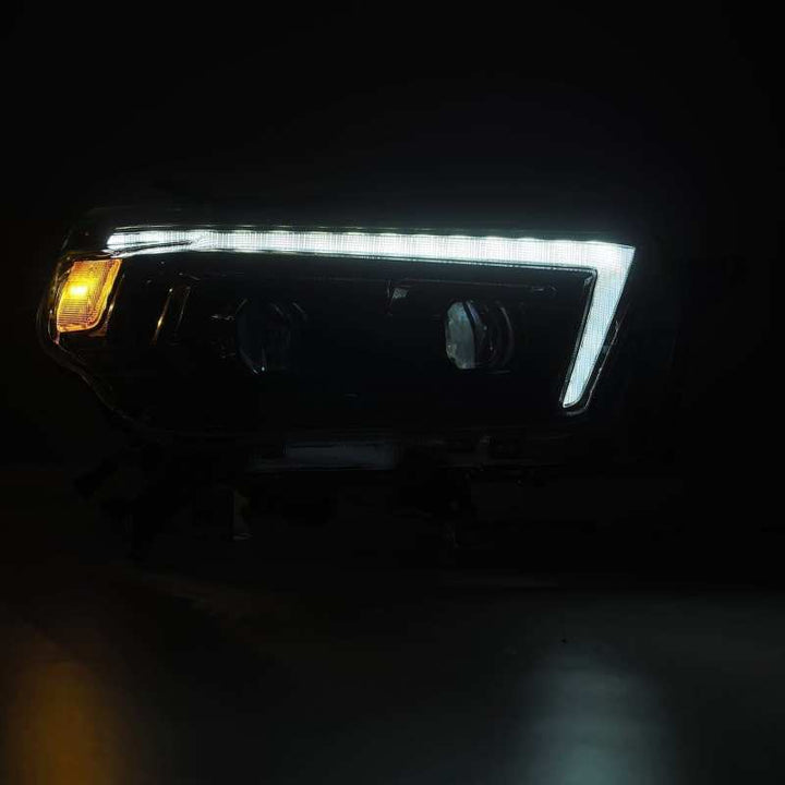 AlphaRex 10-13 Toyota 4Runner LUXX LED Proj Headlights Plank Style Alpha Black w/Seq Signal/DRL - Bull Strap