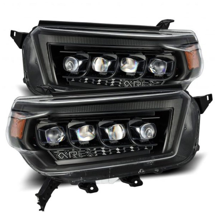 AlphaRex 10-13 Toyota 4Runner NOVA LED Proj Headlights Plank Style Alpha Black w/Seq Signal/DRL - Bull Strap