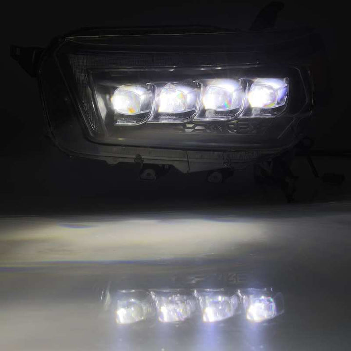 AlphaRex 10-13 Toyota 4Runner NOVA LED Projector Headlights Plank Style Black w/Seq Signal/DRL - Bull Strap