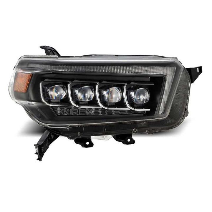 AlphaRex 10-13 Toyota 4Runner NOVA LED Projector Headlights Plank Style Black w/Seq Signal/DRL - Bull Strap