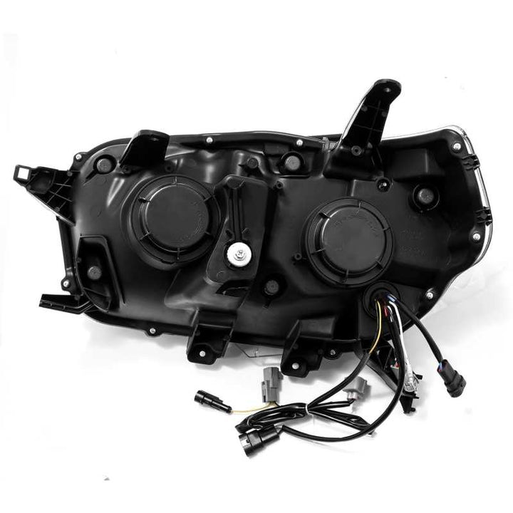 AlphaRex 10-13 Toyota 4Runner PRO-Series Proj Headlights Plank Style Alpha Blk w/Seq Signal/DRL - Bull Strap