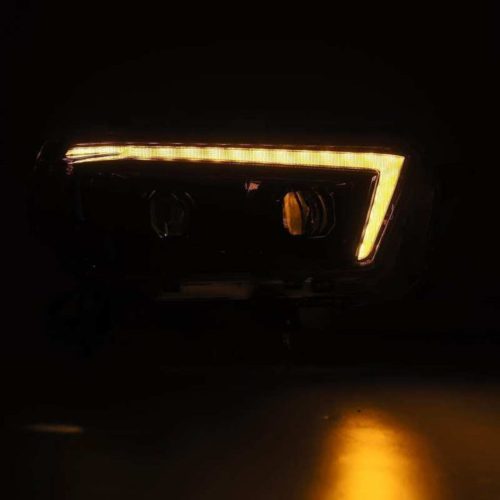 AlphaRex 10-13 Toyota 4Runner PRO-Series Proj Headlights Plank Style Alpha Blk w/Seq Signal/DRL - Bull Strap