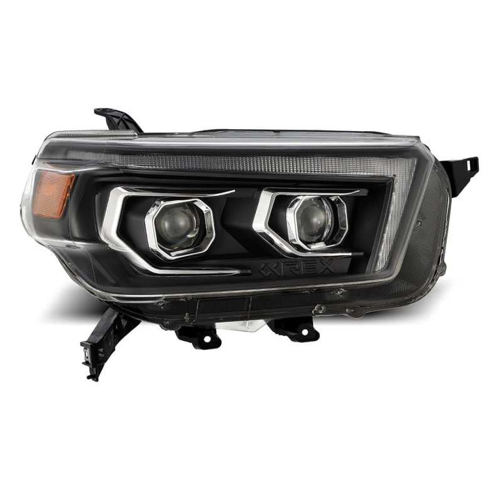 AlphaRex 10-13 Toyota 4Runner PRO-Series Projector Headlights Plank Style Black w/Seq Signal/DRL - Bull Strap