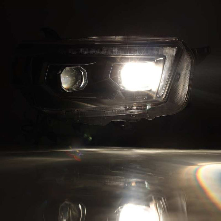 AlphaRex 10-13 Toyota 4Runner PRO-Series Projector Headlights Plank Style Black w/Seq Signal/DRL - Bull Strap