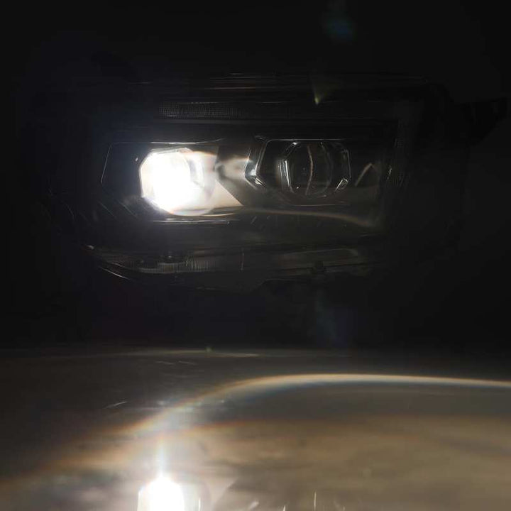 AlphaRex 10-13 Toyota 4Runner PRO-Series Projector Headlights Plank Style Black w/Seq Signal/DRL - Bull Strap