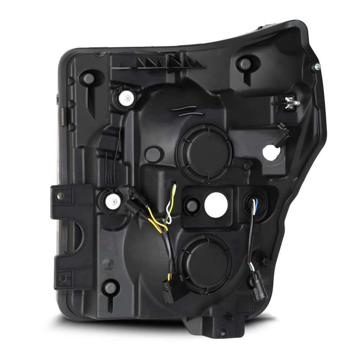 AlphaRex 11-16 Ford F-350 SD NOVA LED Proj Headlights Plank Style Alpha Blk w/Activ Light/Seq Signal - Bull Strap