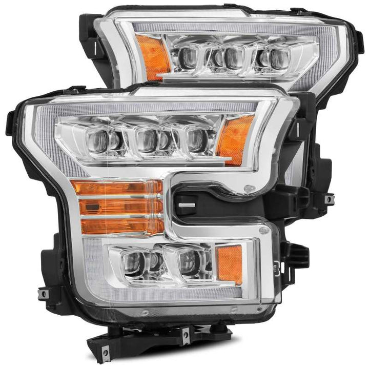 AlphaRex 11-16 Ford F-350 SD NOVA LED Proj Headlights Plank Style Chrm w/Activ Light/Seq Signal - Bull Strap