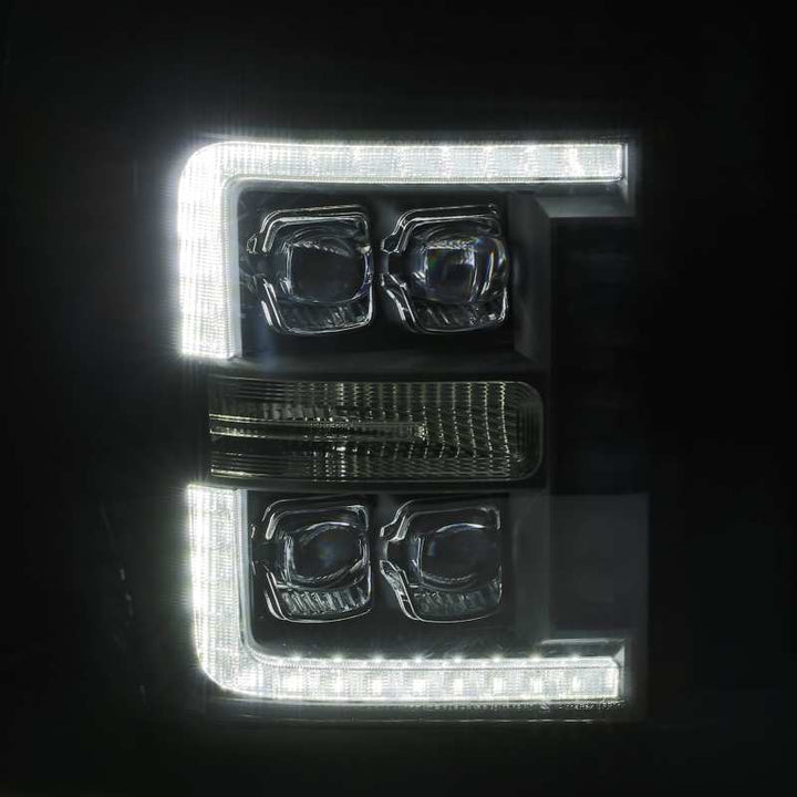 AlphaRex 11-16 Ford F-350 SD NOVA LED Proj Headlights Plank Style Chrm w/Activ Light/Seq Signal - Bull Strap