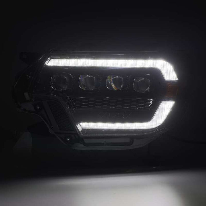 AlphaRex 12-15 Toyota Tacoma NOVA LED Proj Headlights Plank Style Black w/Activ Light/Seq Signal/DRL - Bull Strap