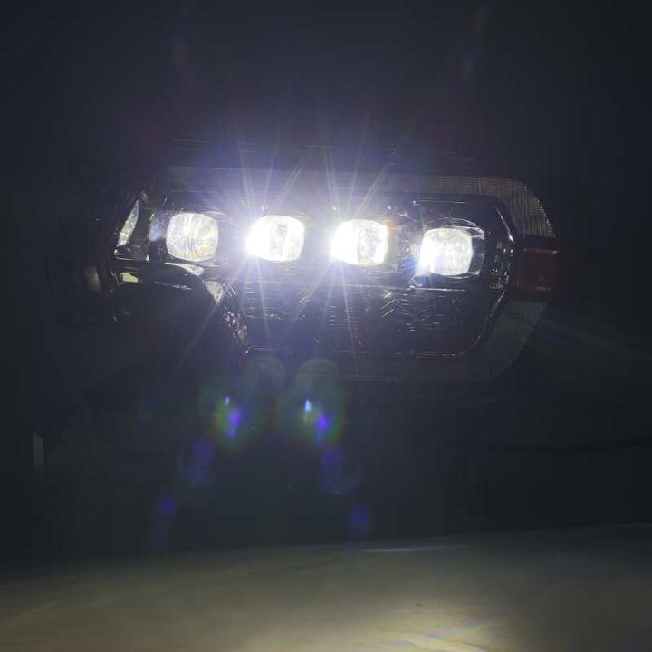 AlphaRex 12-15 Toyota Tacoma NOVA LED Proj Headlights Plank Style Black w/Activ Light/Seq Signal/DRL - Bull Strap
