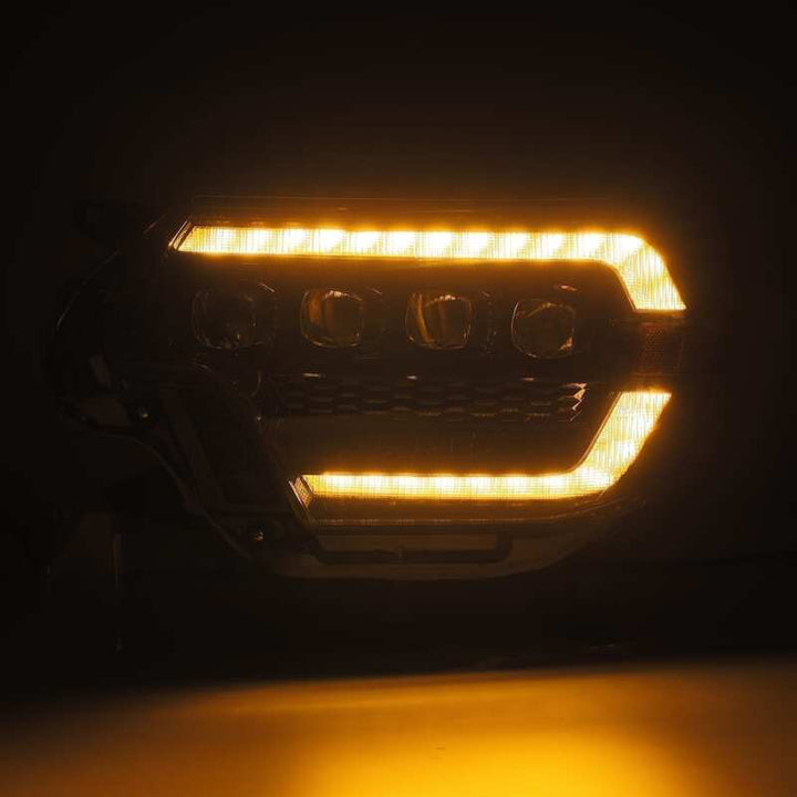 AlphaRex 12-15 Toyota Tacoma NOVA LED Proj Headlights Plank Style Black w/Activ Light/Seq Signal/DRL - Bull Strap