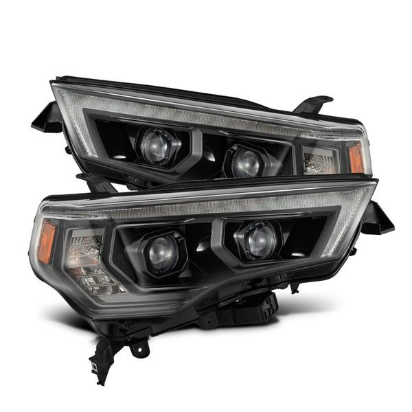 AlphaRex 14-20 Toyota 4Runner PRO-Series LED Proj Headlights Alpha-Black w/Sequential Signal/DRL - Bull Strap