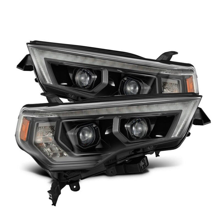 AlphaRex 14-20 Toyota 4Runner PRO-Series LED Proj Headlights Alpha-Black w/Sequential Signal/DRL - Bull Strap