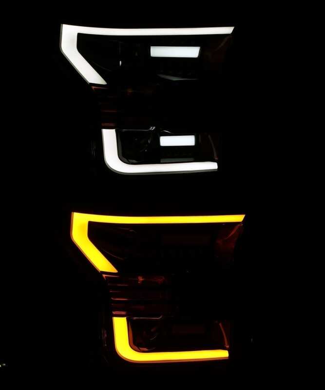 AlphaRex 15-17 Ford F-150 PRO-Series Proj Headlights Plank Style Gloss Blk w/Activ Light/Seq Signal - Bull Strap