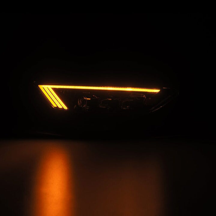 AlphaRex 15-17 Ford Mustang NOVA LED Proj HL Alpha-Black w/Activ Light/Seq. Signal + Switchback DRL - Bull Strap