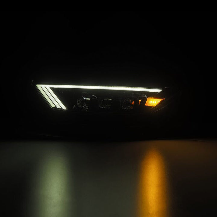 AlphaRex 15-17 Ford Mustang NOVA LED Proj HL Alpha-Black w/Activ Light/Seq. Signal + Switchback DRL - Bull Strap
