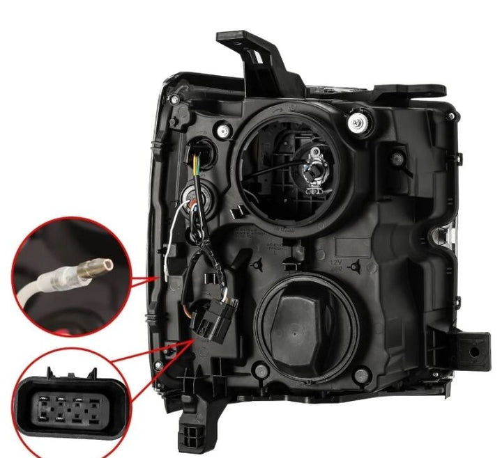 AlphaRex 15-19 Chevy Silverado 2500/3500 LUXX-Series Proj. Headlights Blk w/Actv SeqSig & SBDRL - Bull Strap