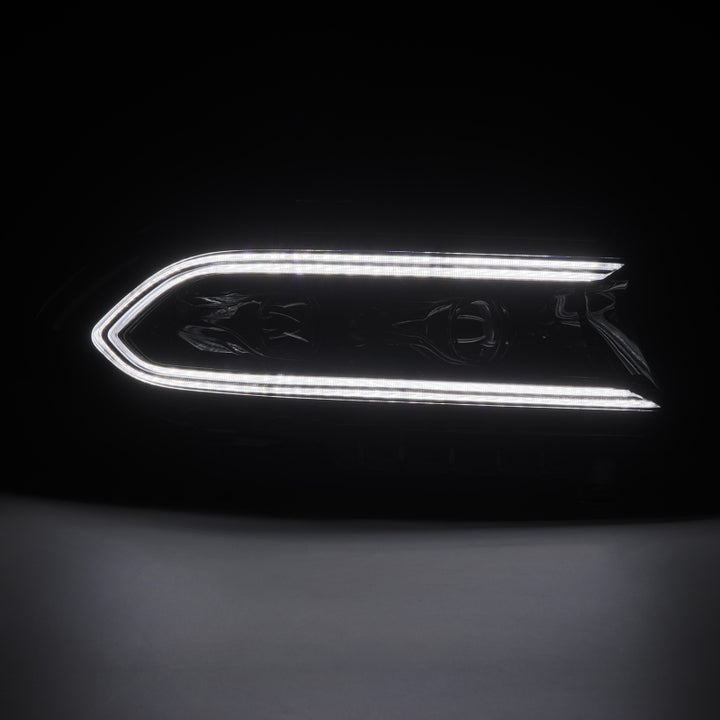 AlphaRex 15-23 Dodge Charger LUXX LED Proj Headlights Alpha-Black w/Actv Light & Seq.Sig / SB DRL - Bull Strap
