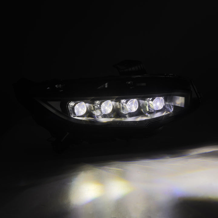 AlphaRex 16-21 Honda Civic NOVA-Series LED Proj Headlights Alpha-Black w/Actv Lgt & Seq.Sig / SB DRL - Bull Strap