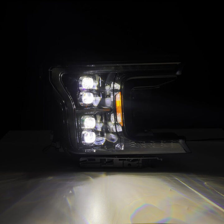 AlphaRex 18-20 Ford F-150 NOVA LED Proj Headlight Alpha Blk (14th Gen G2 Style) - Bull Strap