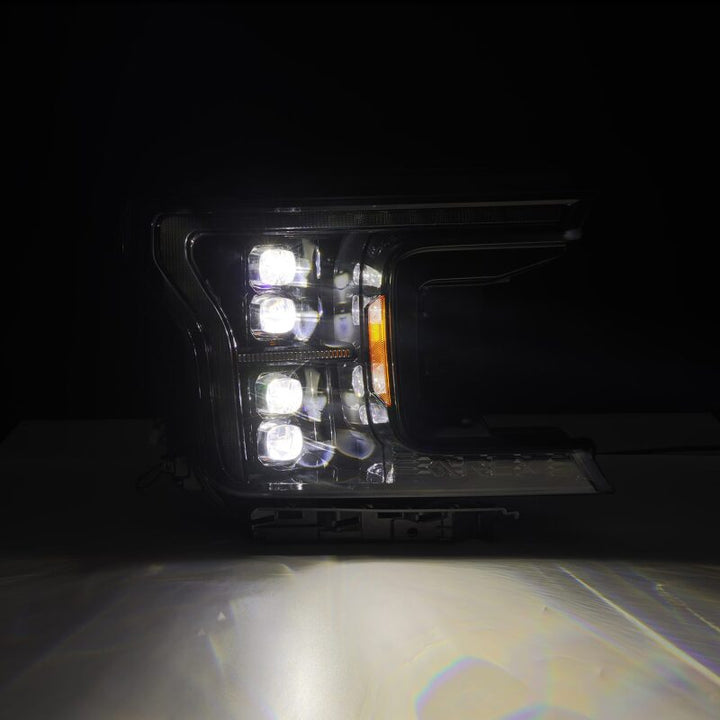 AlphaRex 18-20 Ford F-150 NOVA LED Proj Headlight Alpha Blk (14th Gen G2 Style) - Bull Strap