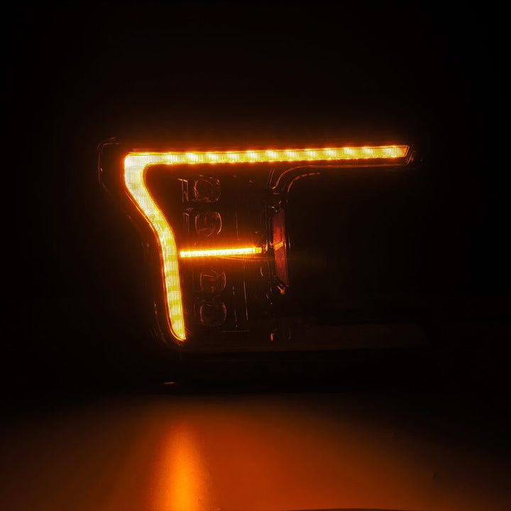 AlphaRex 18-20 Ford F-150 NOVA LED Proj Headlight Alpha Blk (14th Gen G2 Style) - Bull Strap