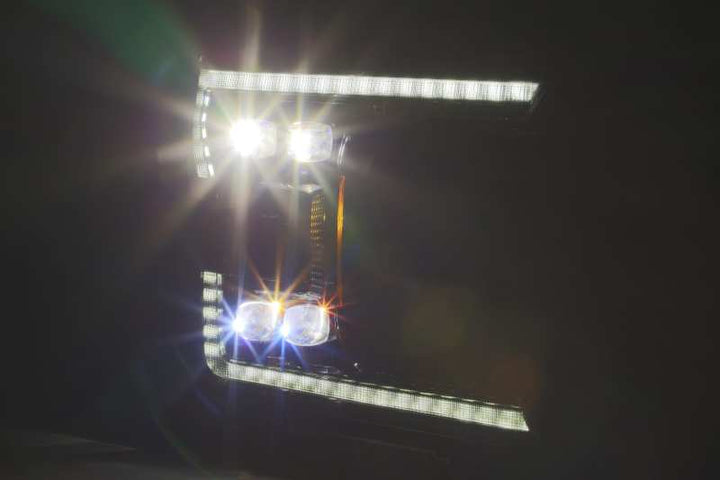 AlphaRex 18-20 Ford F-150 NOVA LED Proj Headlight Plank Style Alpha Blk w/Activ Light/Seq Signal/DRL - Bull Strap