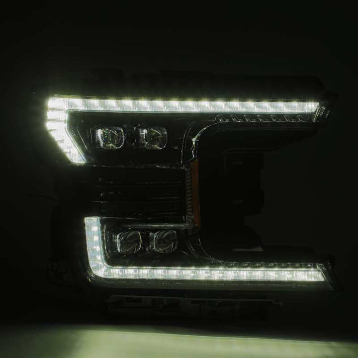 AlphaRex 18-20 Ford F-150 NOVA LED Proj Headlight Plank Style Alpha Blk w/Activ Light/Seq Signal/DRL - Bull Strap