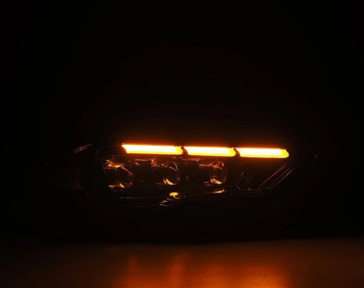 AlphaRex 18-20 Ford Mustang NOVA LED Proj Headlights Alpha-Black w/Activ Light/Seq Signal/Switch DRL - Bull Strap